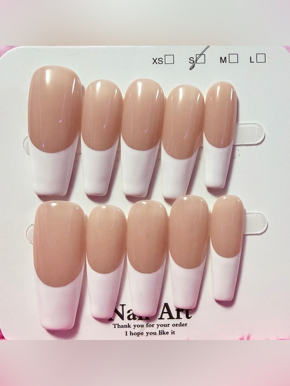 Nude French Press-On Nails - Soft Beige White